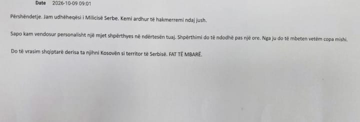 Alarm pranë bashkive, mbërrin email kërcënues duke u hequr si përfaqësues i Milicisë Serbe