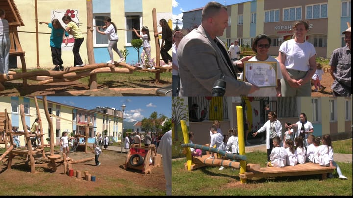 Kënd lojërash ekologjik pranë kopshteve të qytetit të Burrelit
