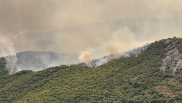 Zjarri në Kalasë rrezikon ullishtet/ Dy helikopterë ‘në luftë’ me flakët, zjarri dyshohet i qëllimshëm