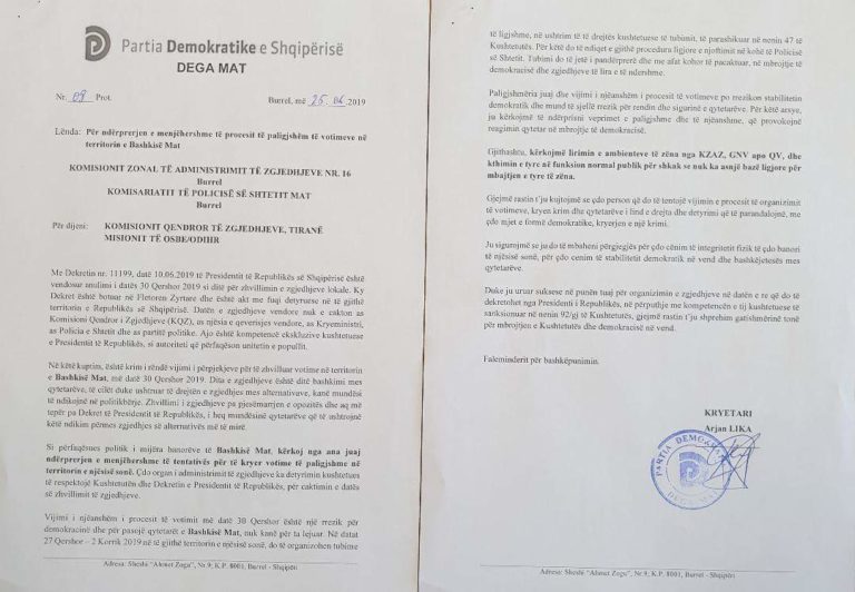 Mat, dega e PD i bashkohet të tjerave, shkresë KQZ: Ndalni zgjedhjet…