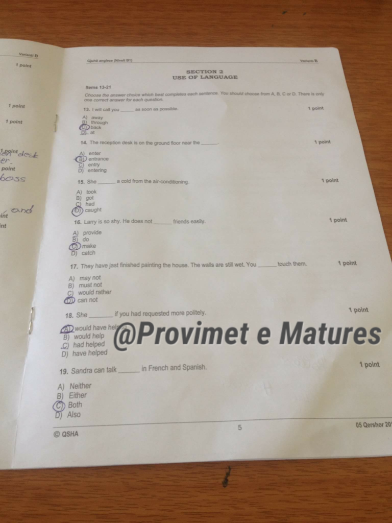 Provimet e maturës 2019. Dalin përgjigjet e provimeve me zgjedhje