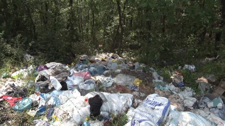 Ndotja e mjedisit, pirgje me mbeturina në natyrë të hapur